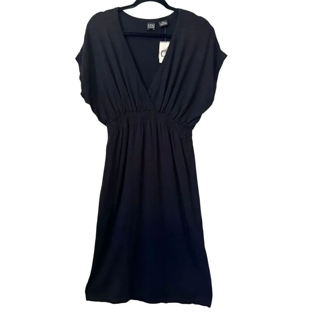 NEW Saks Fifth Avenue Dress Black Knit Elastic Waist Size L NWT Whimsigoth, LBD